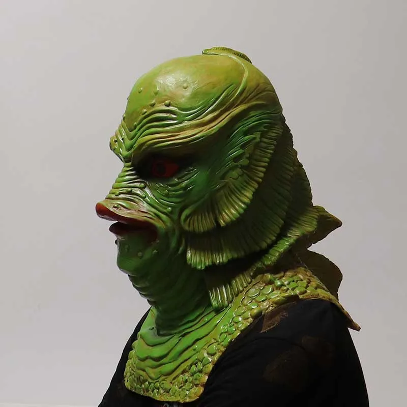 Creature from the Black Lagoon Green Fish Monster Mask Cosplay Latex Mask Halloween Party Props Scary Full Head Masks