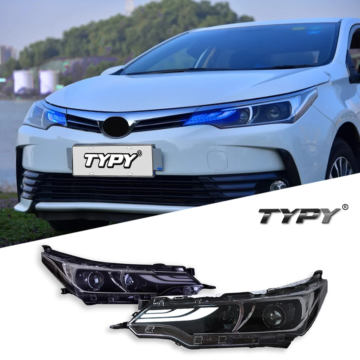 

TYPY автомобильная фара для Toyota Corolla 2017-2018, обновленная, модифицированная для нового DRL, динамический указатель поворота, светодиодная фара, автоаксессуары