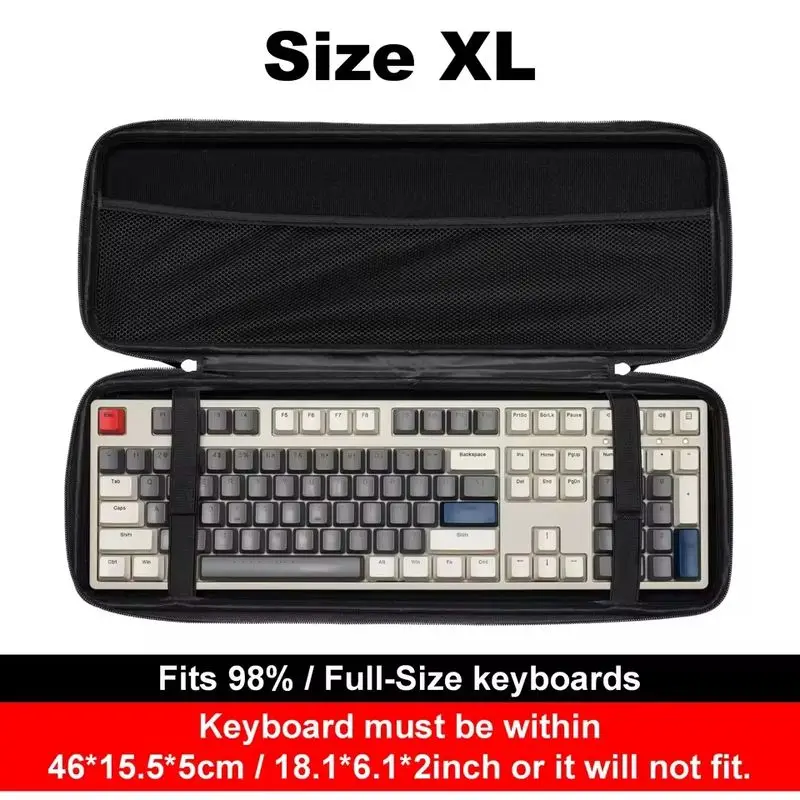 New 2025 Mechanical Keyboard Case Storage Bag Dustproof Water-Resistant EVA Hard Shell Fits 61/68/75% TKL/Full-Size Keyboards