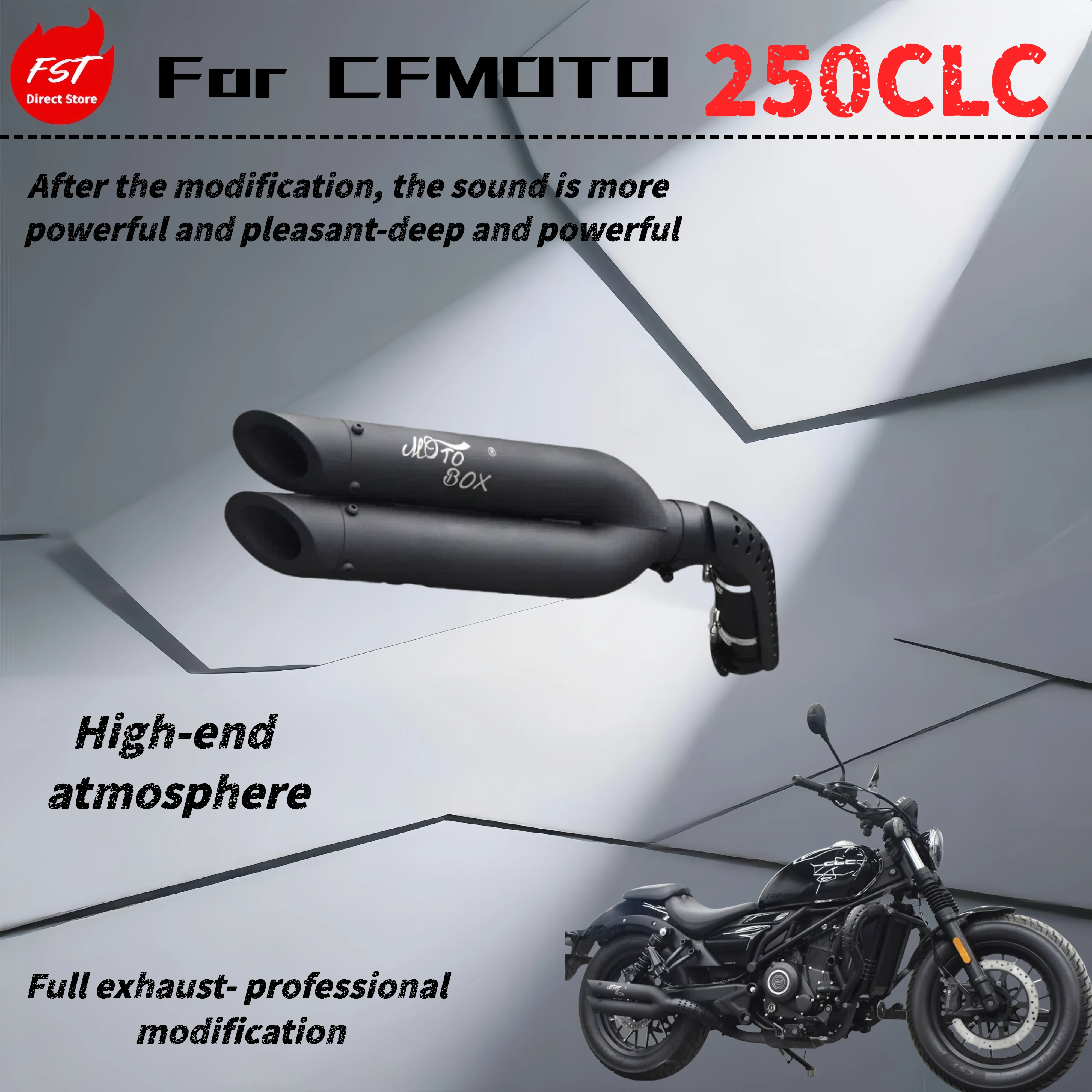 

For CFMOTO 250CLC - Modified mid-section tail exhaust pipe - The sound is deep, rich and powerful