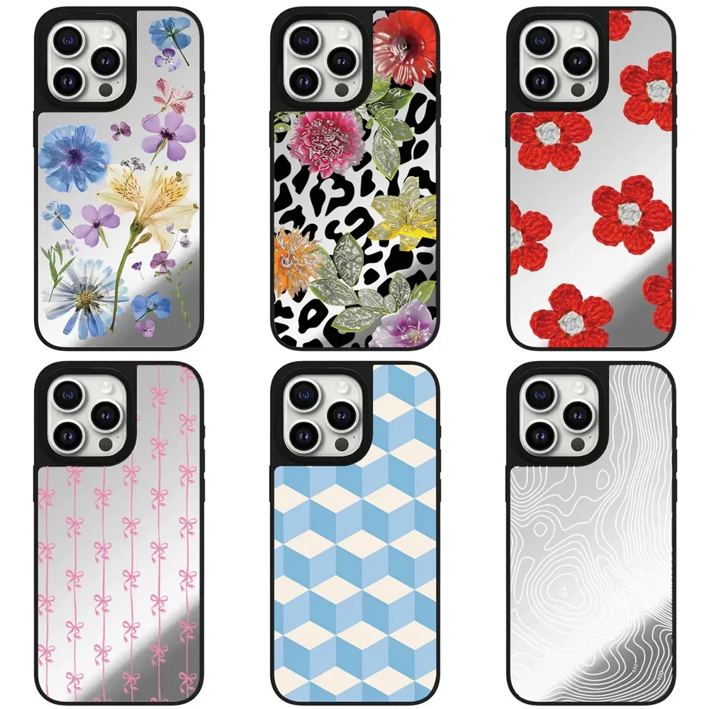 

Flowers Mirror Magnetic Phone Case Cover for IPhone 11 12 13 14 15 Pro Max Case