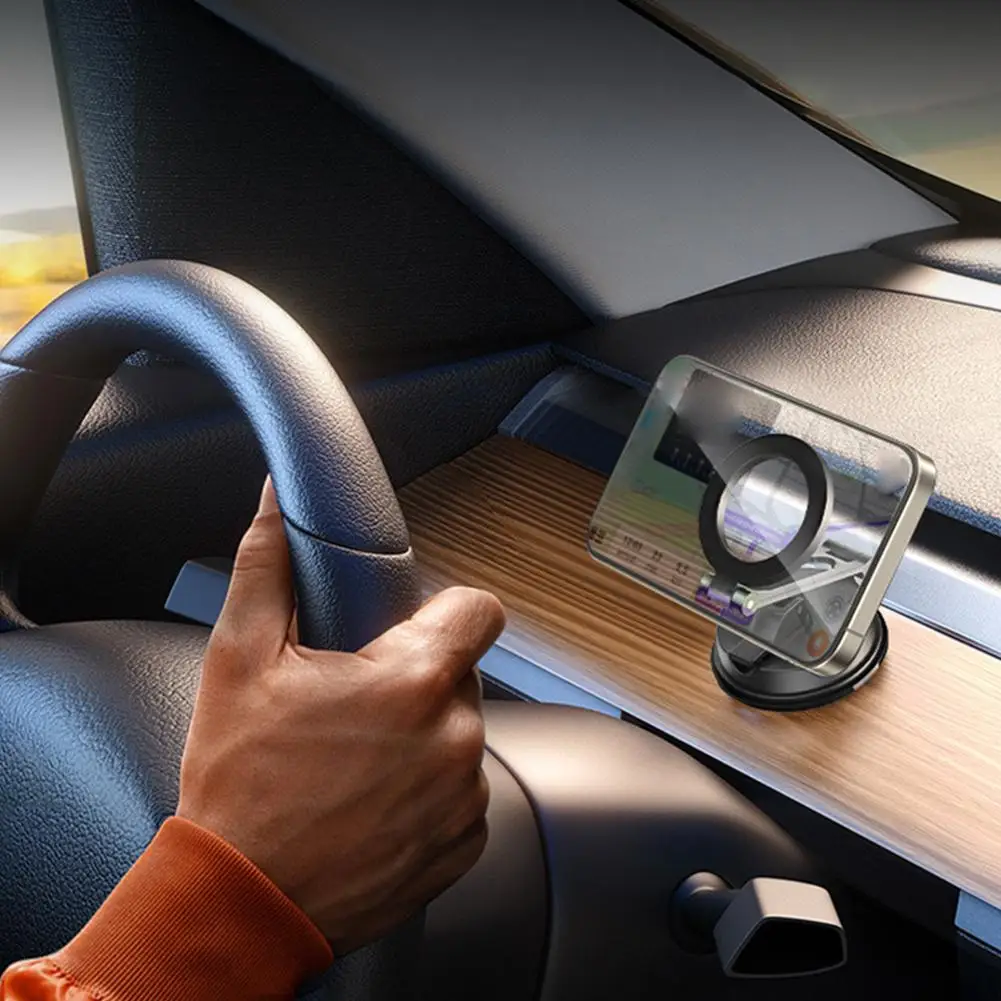 Dashboard Folding Car Mount Metal Magnetic Phone Holder For MagSafe 360° Rotation Strong Magnet Car Mount For iPhone