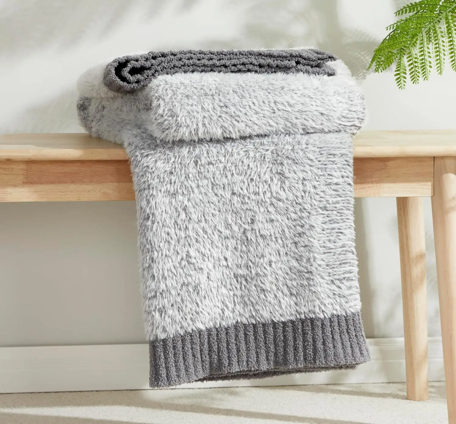 

Grey Throw Blanket For Couch, Reversible Super Soft Warm Blankets Cozy Knit Blanket Fuzzy Plush Throws For Sofa Bed Living