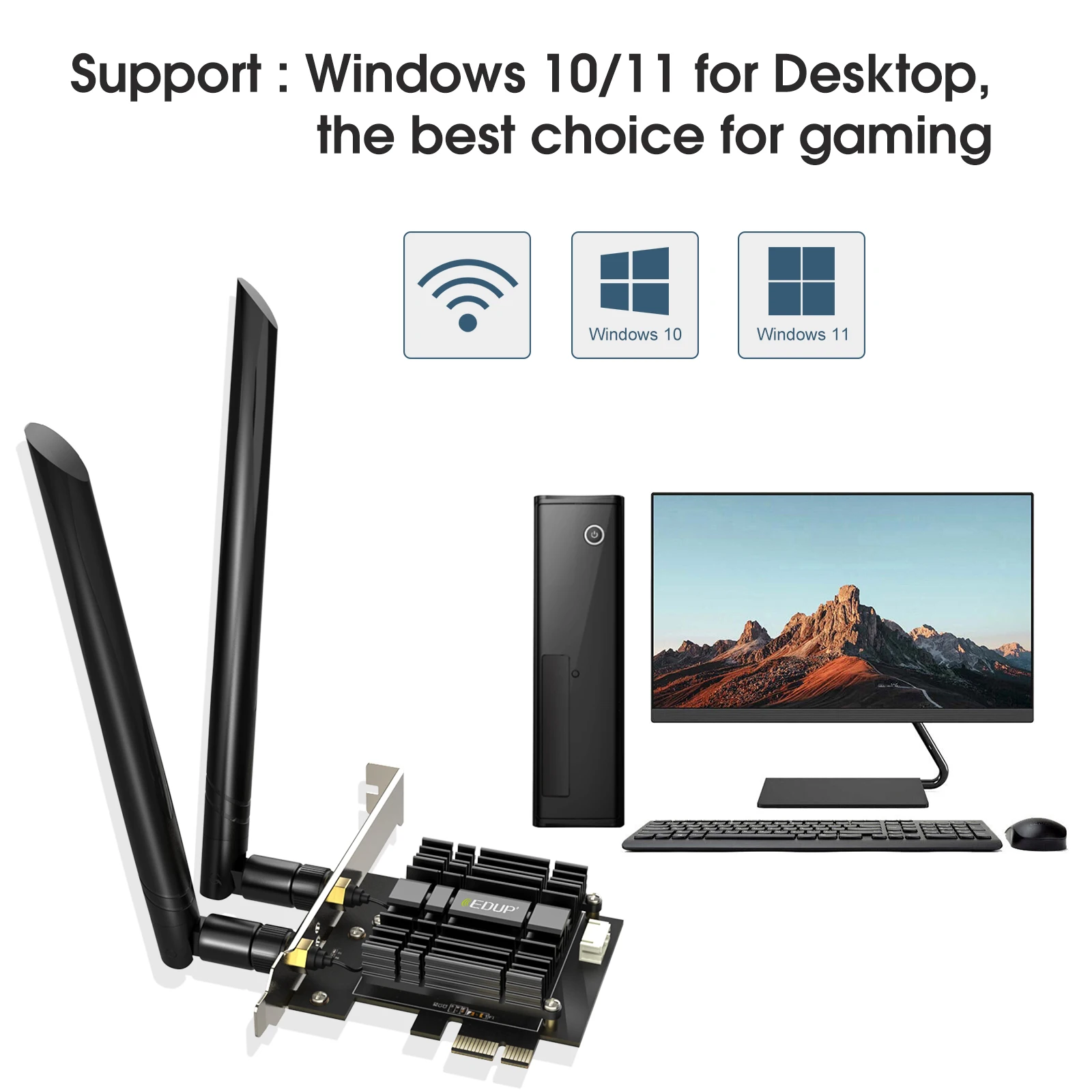EDUP 9651GS-R WiFi6E WiFi Adapter PCIE Bluetooth 5.3 Wireless Network Card Wireless PCIe Card 2.4G/5.8G/6GHz High Speed WiFi