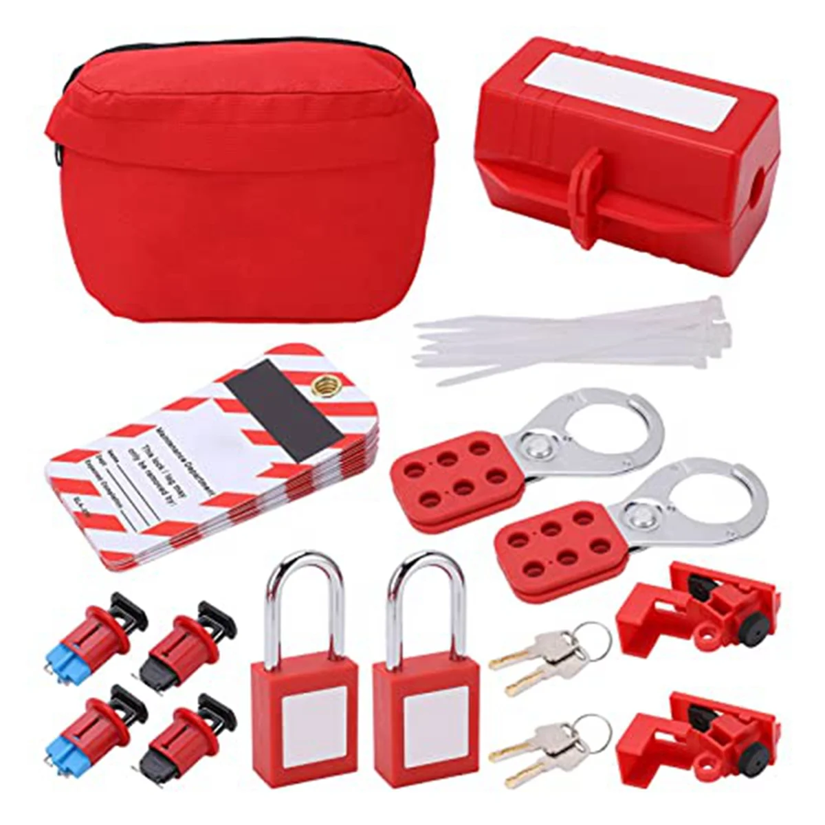 

Electrical Circuit Breaker Lockout Tagout Kit,Safty Padlock Set Plug Lock Out Tag Station Hasps for Industry, Automobile