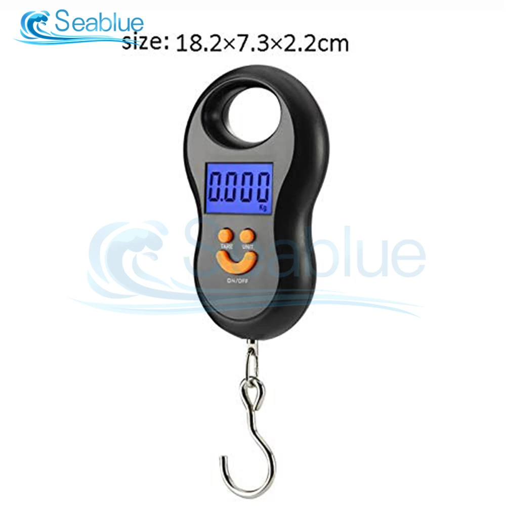 Portable 50Kg 10g Hanging Scale Digital Scale BackLight Electronic Fishing Weights Pocket Scale Luggage Scales Black