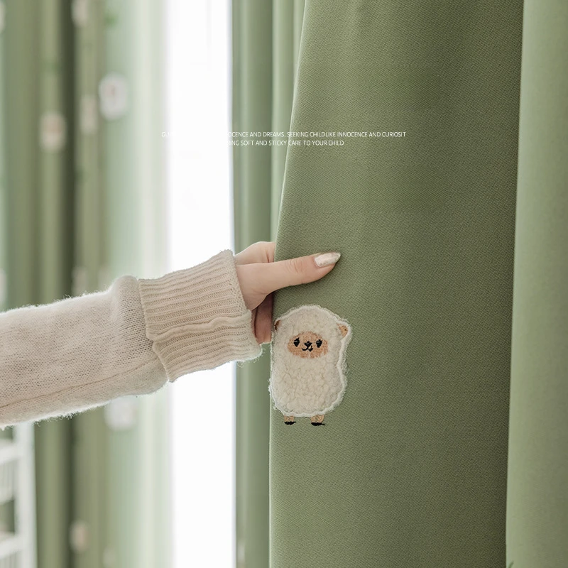 

Modern Simplicity Curtains for Living Room Bedroom Dining Room Children's Cartoon Mimi Sheep Light Blocking Cotton Linen Curtain