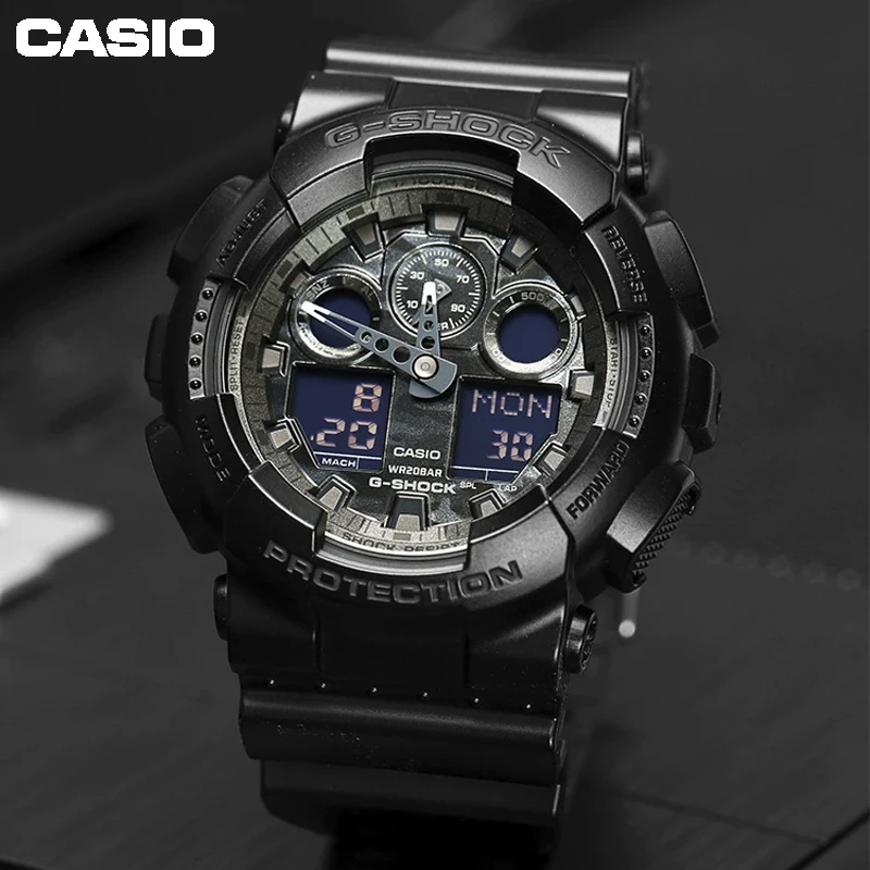 CASIO GA-100CF G-SHOCK Camouflage Series Cool Back Multi-Functional Men\'s Sports Watch Waterproof Digital Watch Countdown Alarm