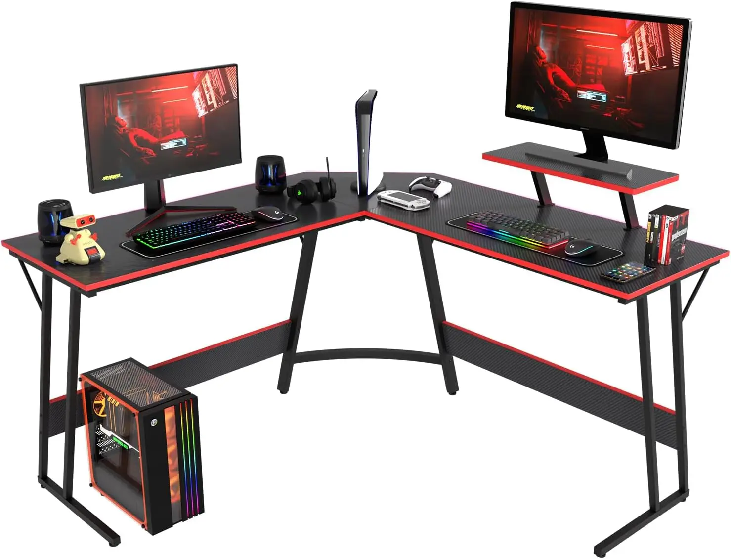 L Shaped Gaming Desk, Mesa do computador com grande desktop, Estudar e trabalhar, Casa e local de trabalho