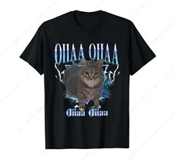 OIIAA OIIAA Funny Spinning Cat Meme Humor Cat Brainrot T-Shirt Funny Prevailing Tee Fashion Short Sleeves