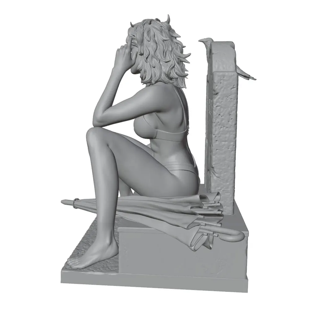 1/24/12/6 Desk ornament，bikini girl sitting pose, cute girl resin model kit GK mini 3D printed gray model statue, not colored