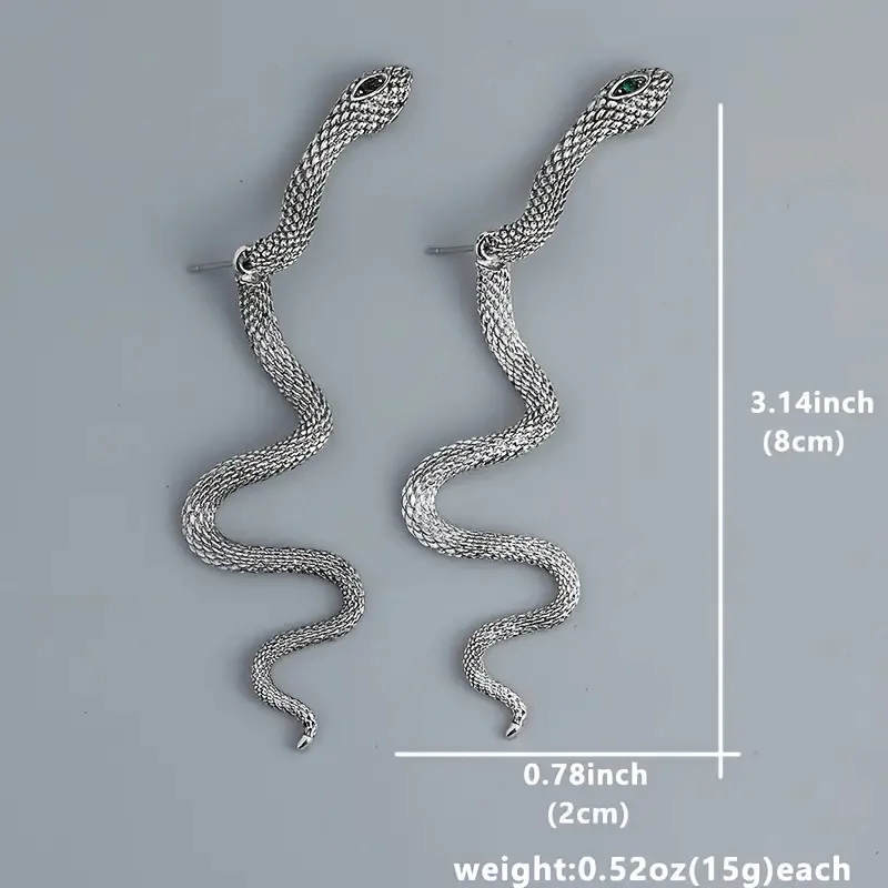 Pendientes largos con forma de serpiente exagerada para mujer, aretes irregulares Vintage colgantes en la parte delantera trasera, regalos de