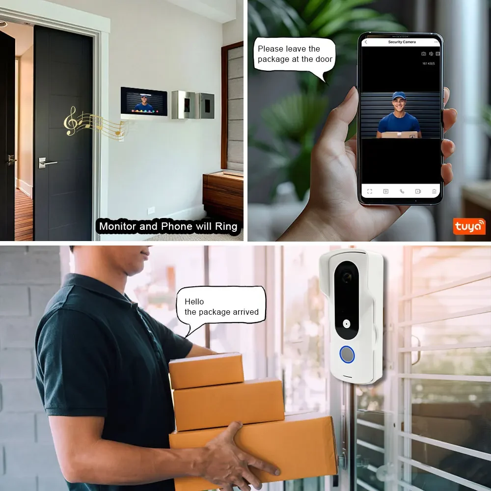 Tuya Smart 2-line Intercom Video Doorbell System، 1080P Camera Doorbell، شاشة LCD تعمل باللمس 7 بوصة #4