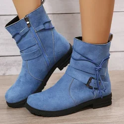 Ankle Boots for Women 2025 New Autumn Winter Women's Boots Comfortable Low Heel Side Zipper Casual Short Boots Botas De Mujer