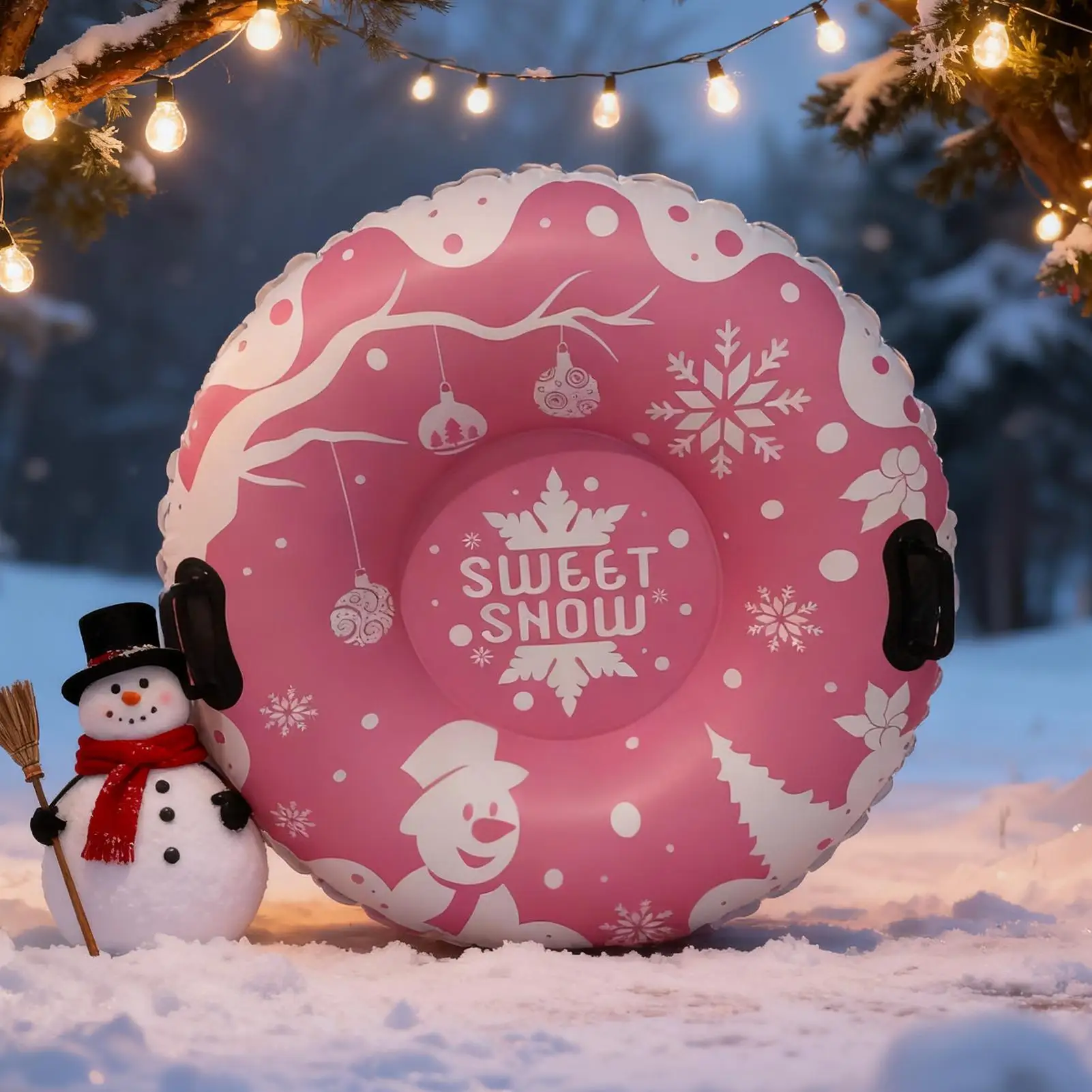 

Kids Snow Tube with Safety Handles Durable Inflatable Sledding Ring Christmas Sled for Winter Outdoor Fun in Snow Pool & Beach