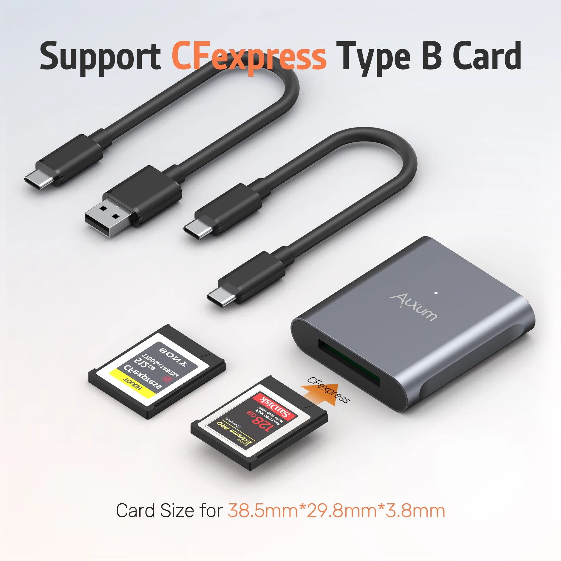 Alxum CFexpress Type B Card Reader witch USB C/USB A Cable Gen2 10Gbps CF Express Memory Adapter for Laptop Computer Phones