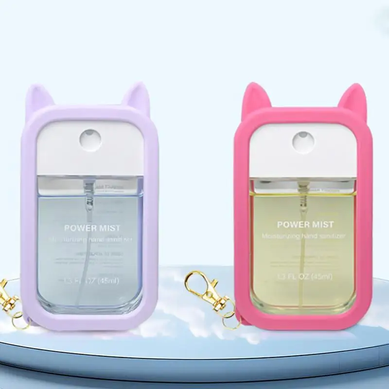 45ml Silikon-Handspray-Schutzhülle, tragbarer Schlüsselanhänger mit niedlichen, bunten Ohren, tragbar und stilvoll – Detail 6