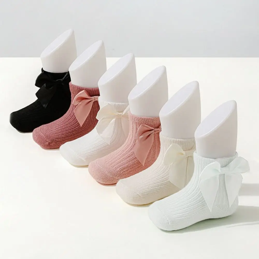 

8Pairs Soft Bowknot Baby Cotton Socks Breathable Stripe Toddle Short Tube Socks Autumn Spring Cute Infant Solid Socks Gifts
