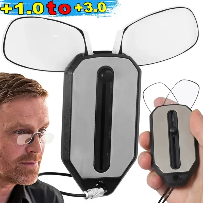 

Nose Clip-on Reading Glasses Folding Legless Ultralight Keychain Glasses Men Women Mini Portable Presbyopic Glasses +1.0 To +3.0