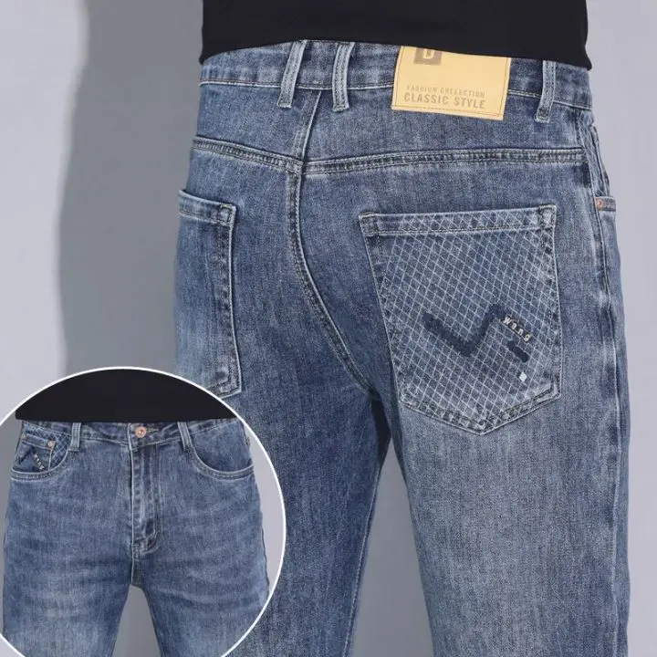 Men's thin jeans spring and autumn new slim-fit elastic loose pants men's trousers