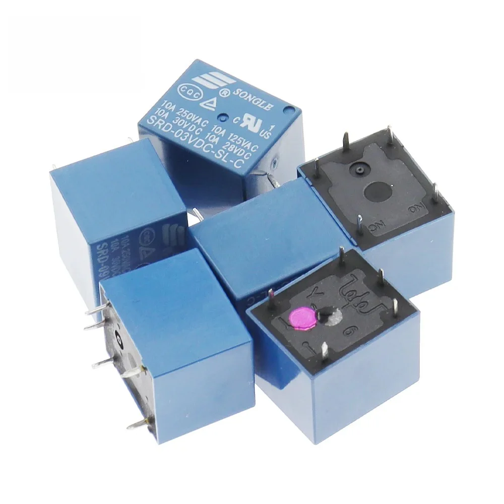 5PCS Relays SRD-03VDC-SL-C SRD-05VDC-SL-C SRD-06VDC-SL-C SRD-09VDC-SL-C SRD-12VDC-SL-C 3V 5V 6V 9V 12V 24V 48V 10A 250VAC 5PIN