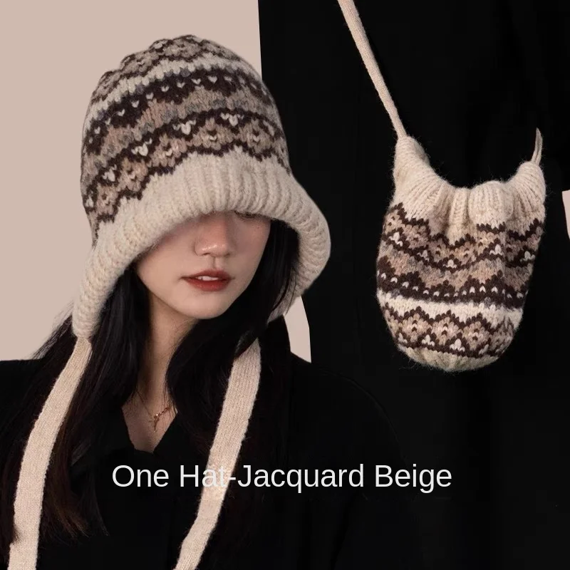 

It Can Be a Bag and Also a Hat Knit Beanie Cap for Women Girls Winter Warm Boonets