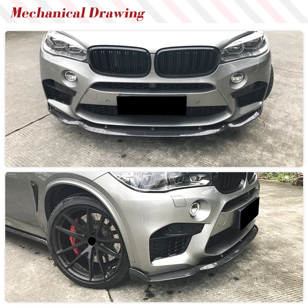 Car Front Bumper Lip Spoiler Bumper Guard Protector for BMW F85 X5M F86 X6M 2014 - 2018 Carbon Fiber