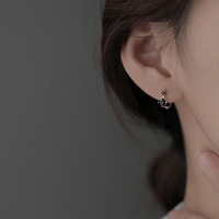 REETI 925 Sterling Silver Earrings Geometric Black zircon Earrings For Women Gift Earings Fashion Jewelry Gift