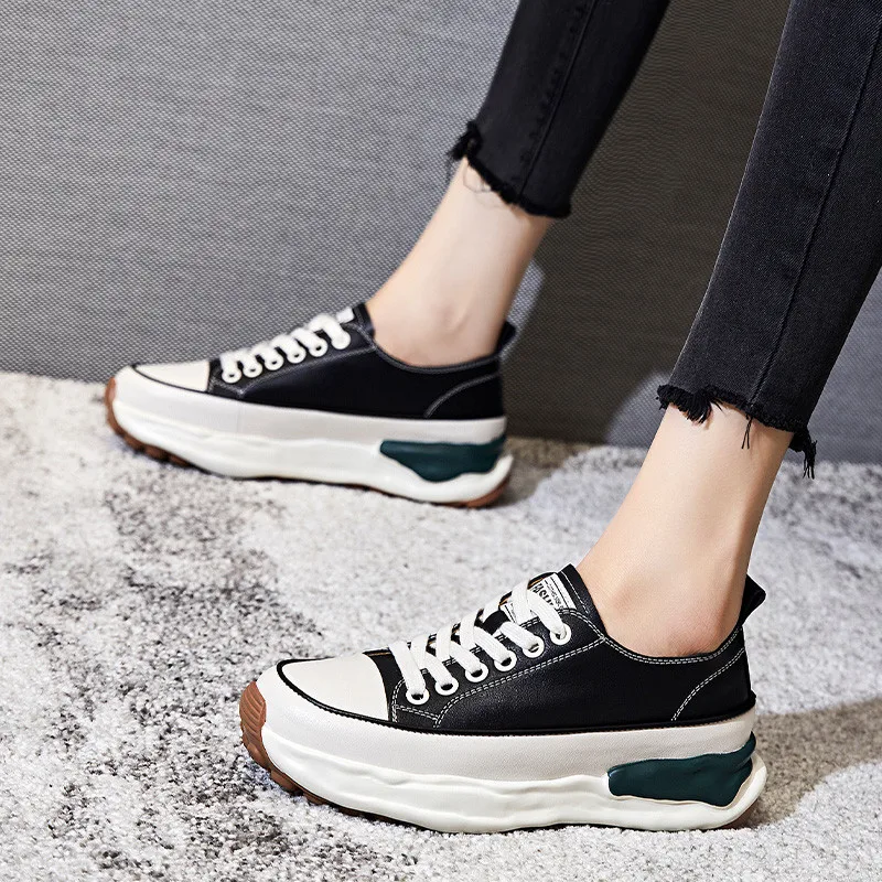 FEDONAS 2025 Women Sneakers Genuine Leather Platforms Flats Casual Lace-Up Shoes Woman Spring Summer Fashion Concise Outdoor New