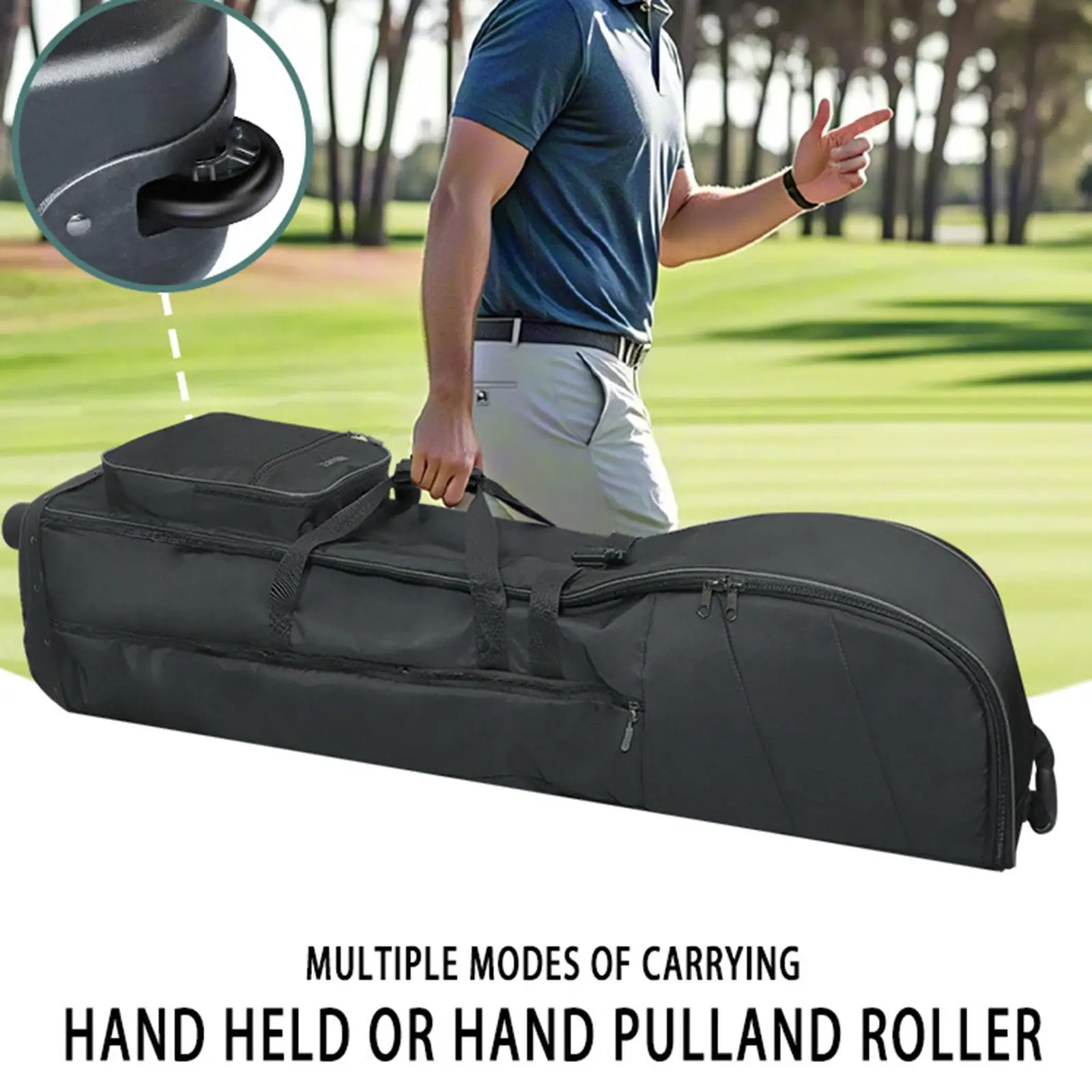 Golf Travel Bag with Wheels Oxford Cloth Padded Portable Golf Traveling Case