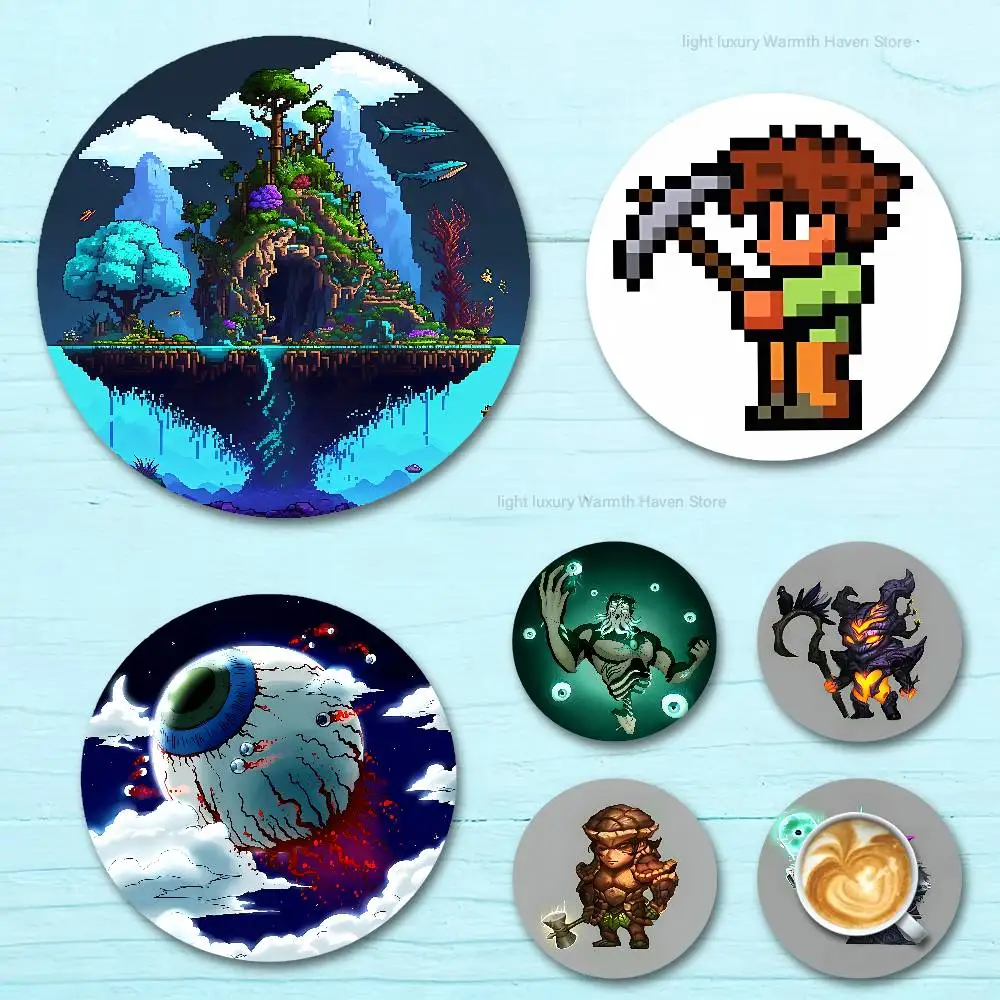 

Game T-Terrarias Wooden Coasters 10cm Round Cosplay Fans Collect Friends Gifts