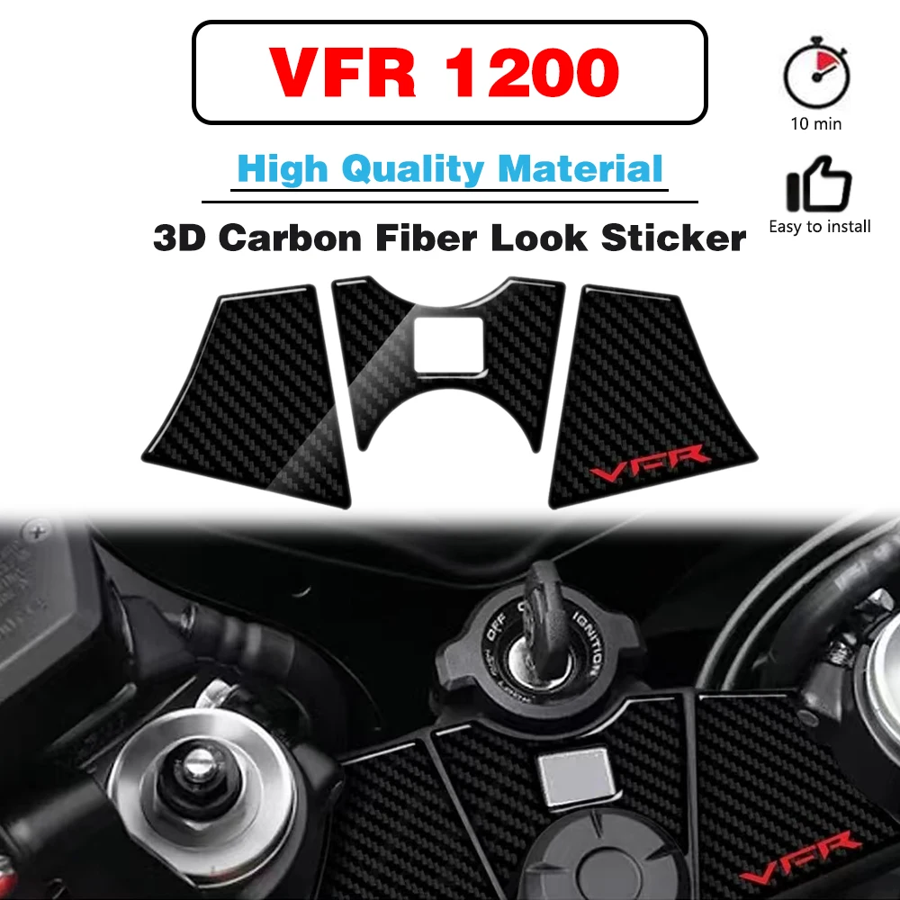 VFR 1200 3D Carbon-look Upper Triple Yoke Defender For HONDA VFR 1200 2010 2011 2012 2013 2014 2015 2016