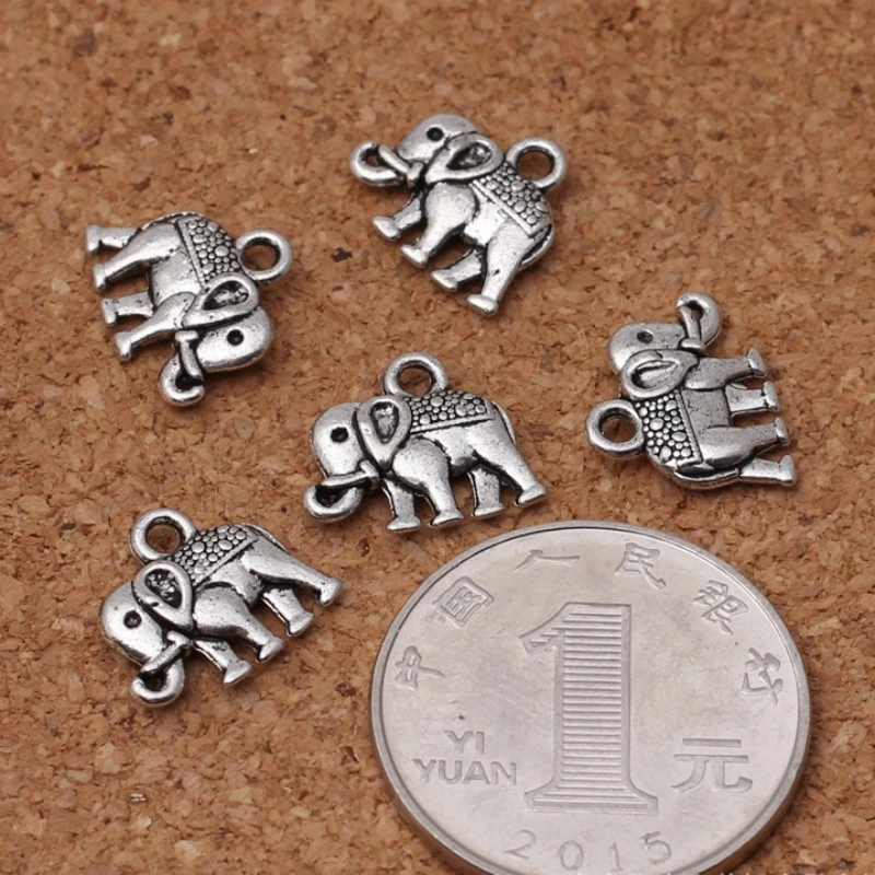 5Pcs Retro Silver Color 12*13MM Animal Elephant Pendant Charm for Necklace Earring Bracelet Making DIY Jewelry Accessory Finding