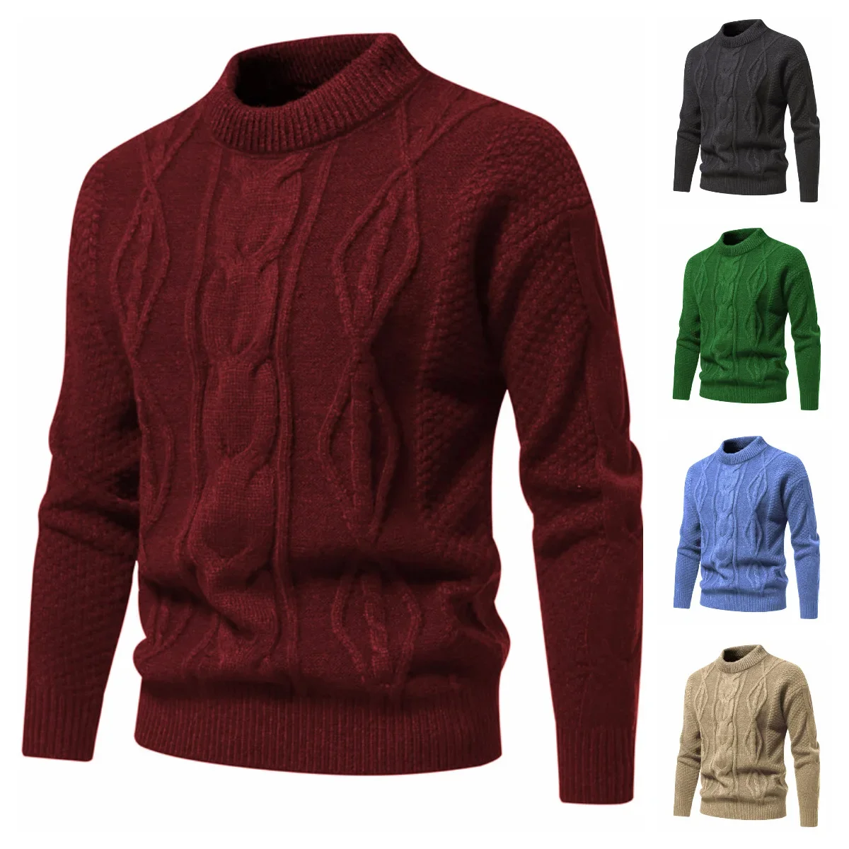 Autumn Winter New Fashion Men's Caual Trendy American Vintage Solid Color Knitted Sweaters Loose Round Neck Vero Moda Male Coat