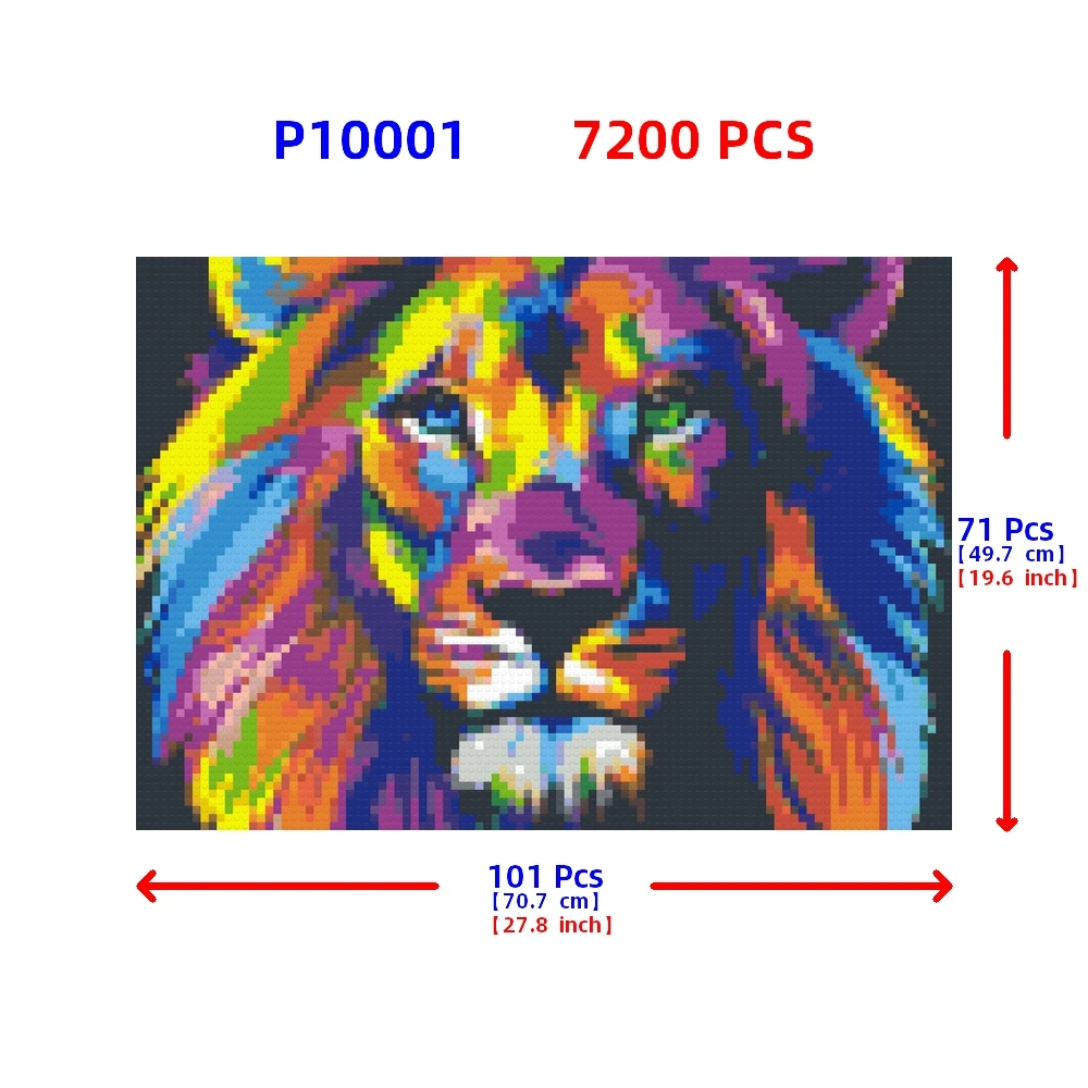 Diy World Brand Building Blocks Painting Big Size Mosaic Pixel Dots Art Animal Lion Picture Photo Custom Birthday Gift For Adult