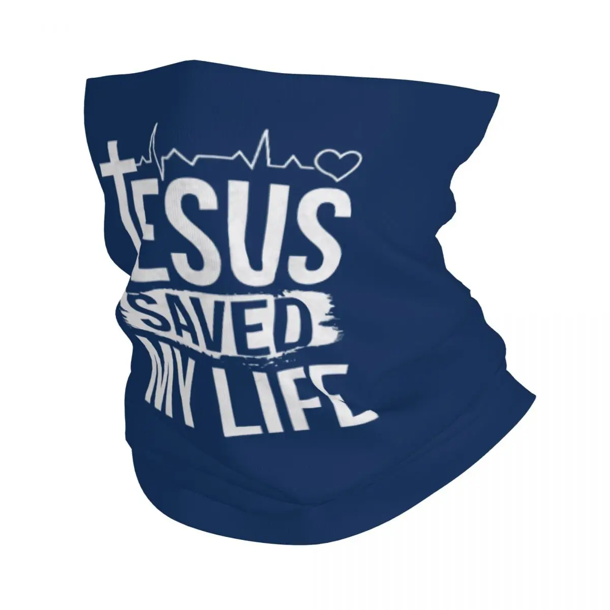 Custom Jesus Saved My Life Bandana Neck Gaiter  Wrap Scarf Christ Religion Christian Faith Headband Warmer Face Scarf Cover