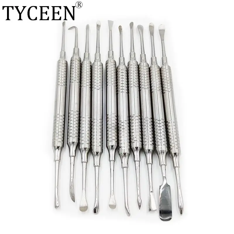 10pcs Dental Periosteal Separator Instrument Set Implant Flap Turner Periodontal Membrane Stripper Gingival Exfoliation Scaler