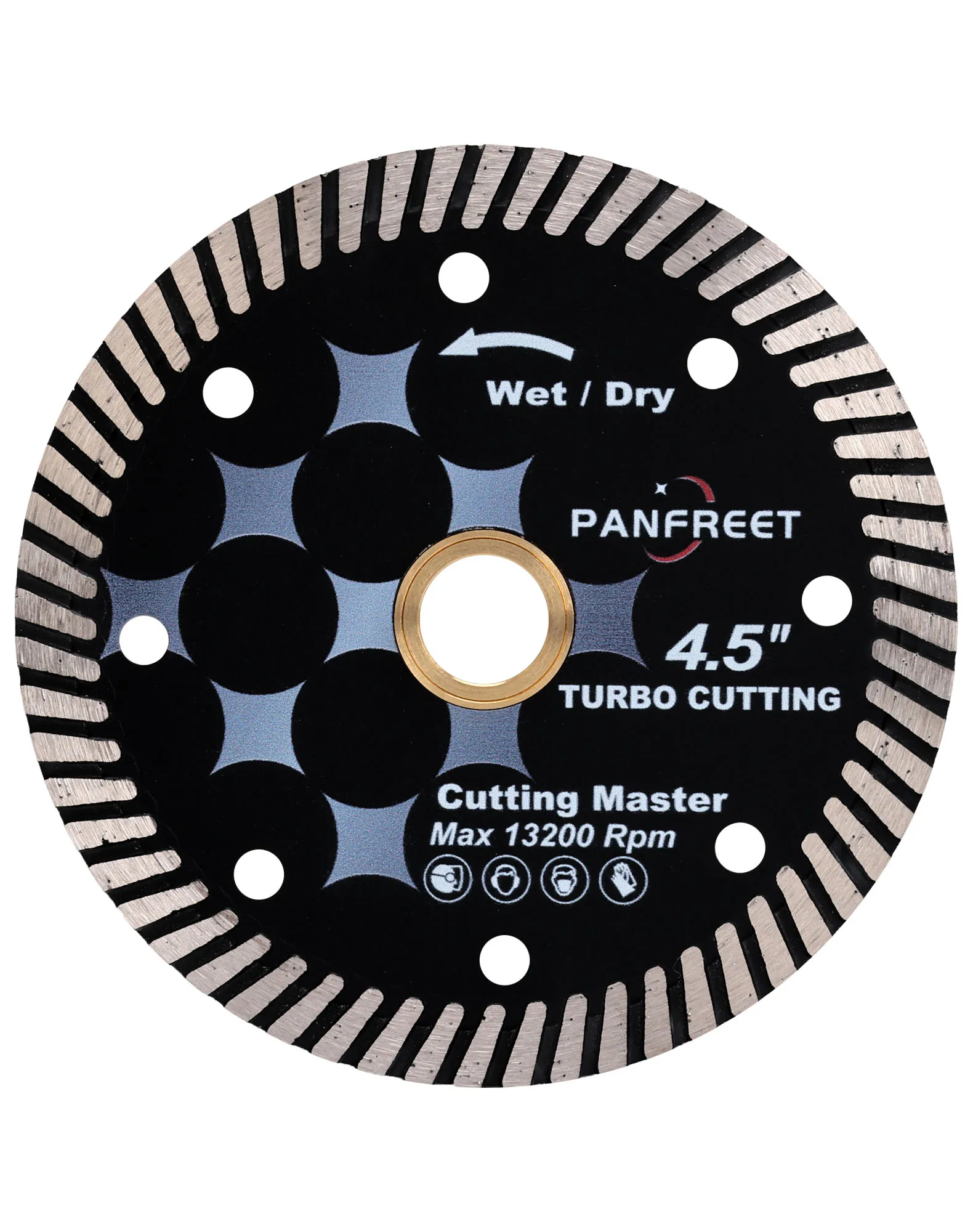 1pc Diamond Saw Blade 4.5Inch Continuous Turbo Dry Cutting - Cuts Granite Quartzite, Fits Grinder, Saw Cutter, 10MM Segments