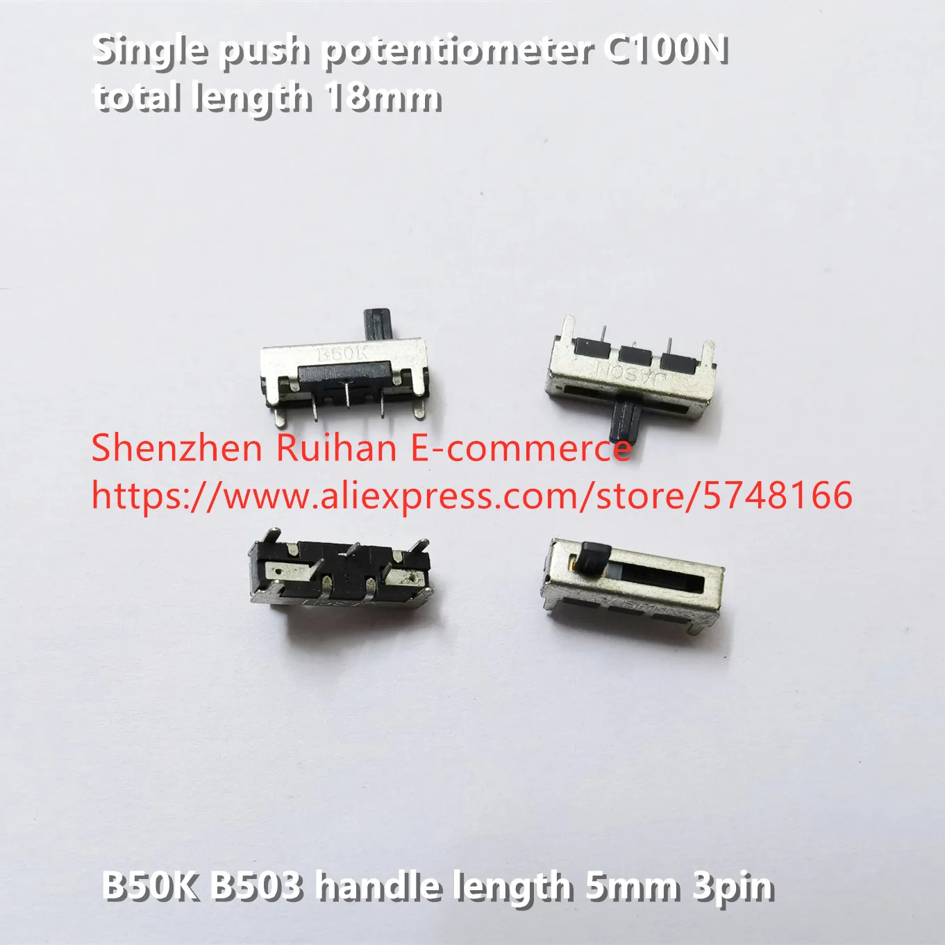 

Original new 100% 18mm C100N single push potentiometer B50K B503 handle length 5mm 3pin (SWITCH)