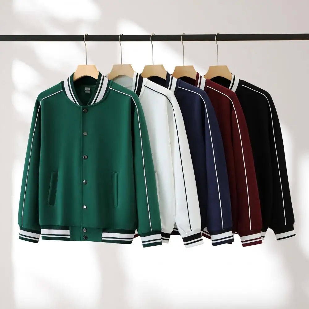 

Men Fashion Baseball Uniform Jacket Autumn Soft Coat Hip Hop Vintage Loose Long Sleeve Coat Unisex Outdoor Casual Clothes