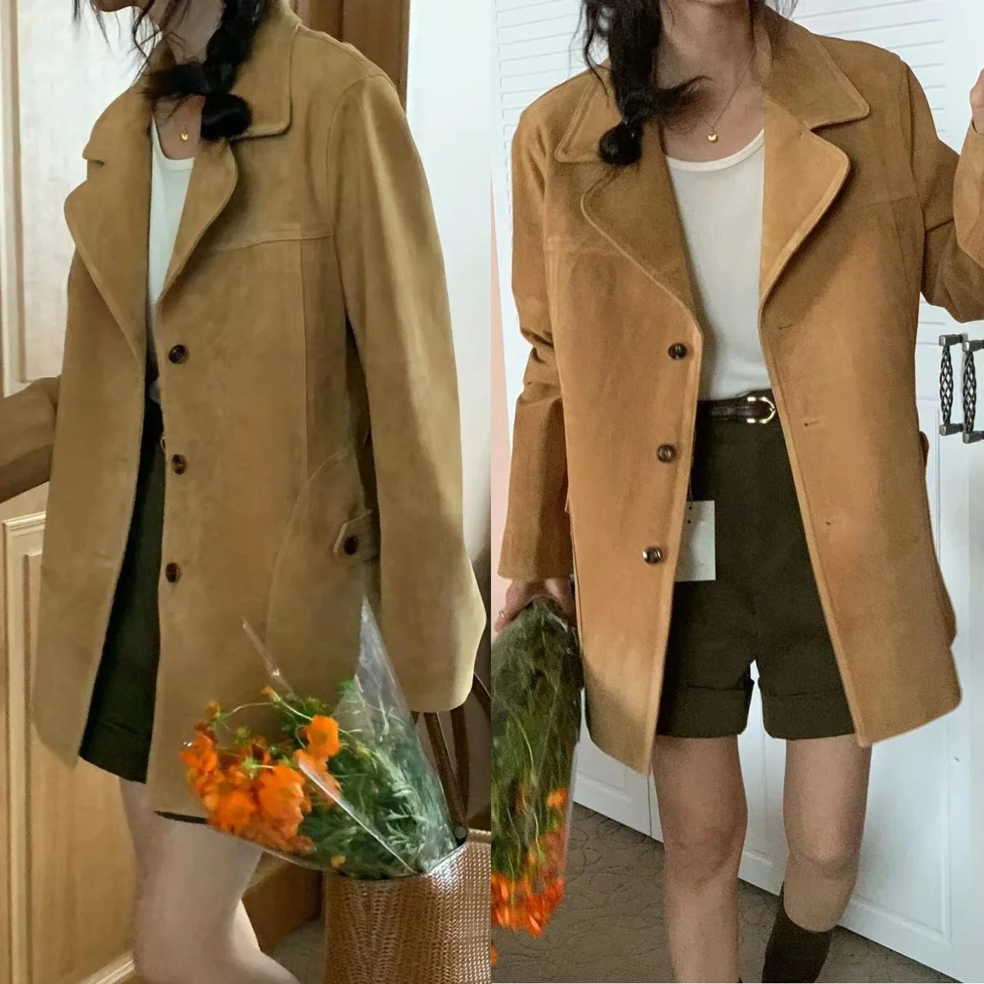 Insozkdg French Retro Niche Women Suit High-end Cold Style Autumn Notched Single-breasted Mid-length Jacket Blazer Women Tops