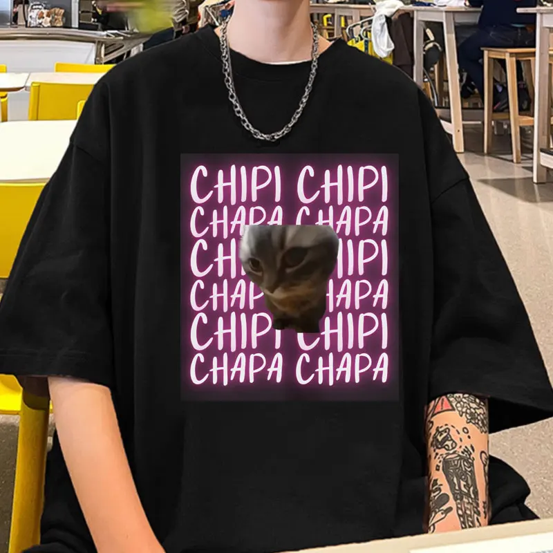 Chipi Chapa Dubi Cat Meme футболка мужская одежда модные большие хлопковые футболки ретро Harajuku футболка унисекс