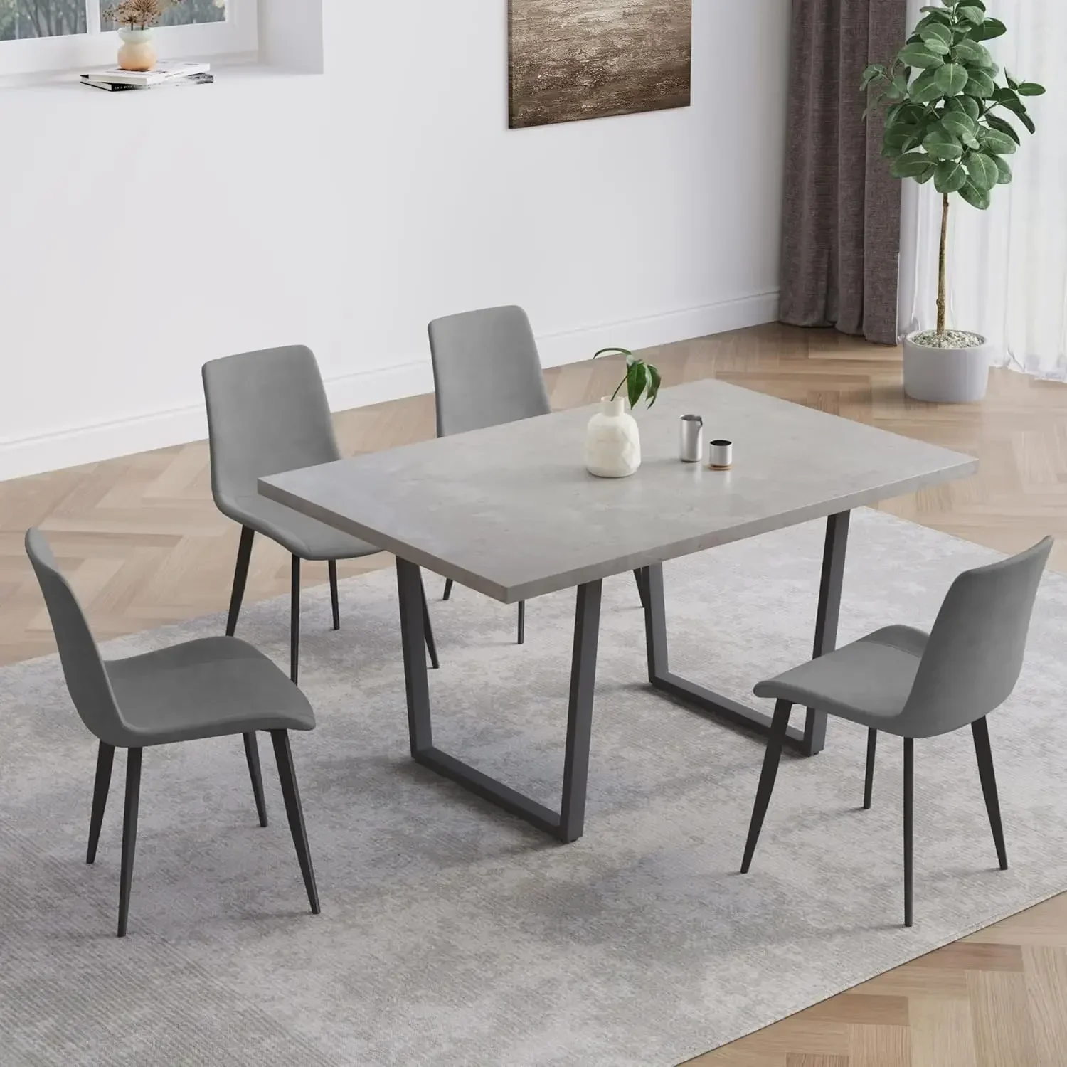 5 Piece Dining Table Set, 42.9 Inch Modern Kitchen Dining Table