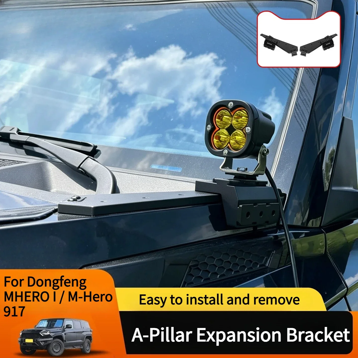 LIEI A-Pillar Dual Light Quick-Release Bracket for Dongfeng MHERO I(917)/MHERO II(M817) 25-2026,Applicable To Any Brand of Spotl