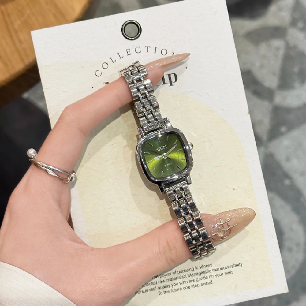 Fashion temperament minimalist luxury square art steel belt with quartz women's watch