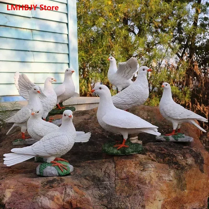 

LMHBJY Outdoor Garden Simulation Animal White Pigeon Model Garden Decoration Props Resin Simulation Pigeon Ornaments