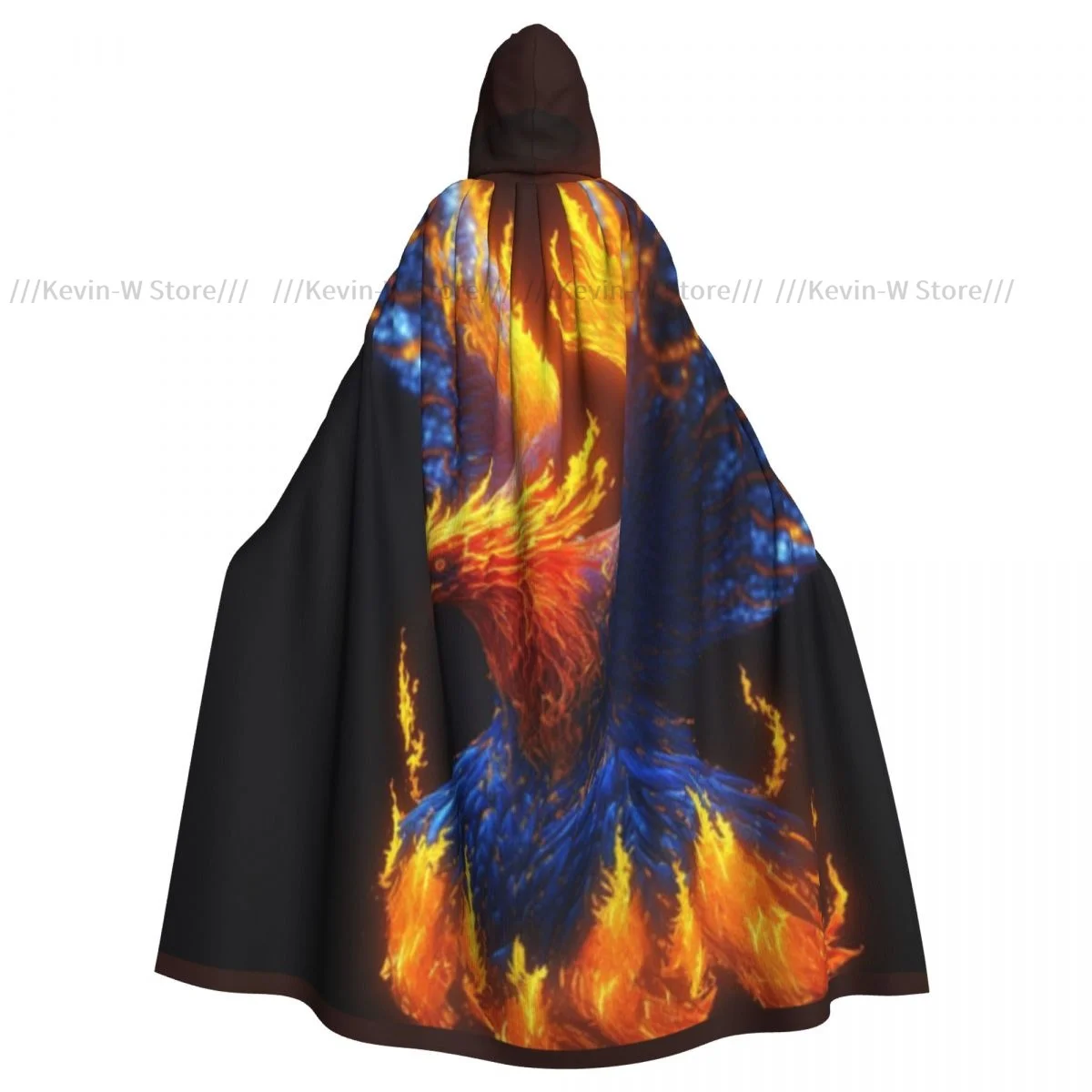 Eagle In Fire Flames Hooded Cloak Polyester Unisex Witch Cape Costume Accessory