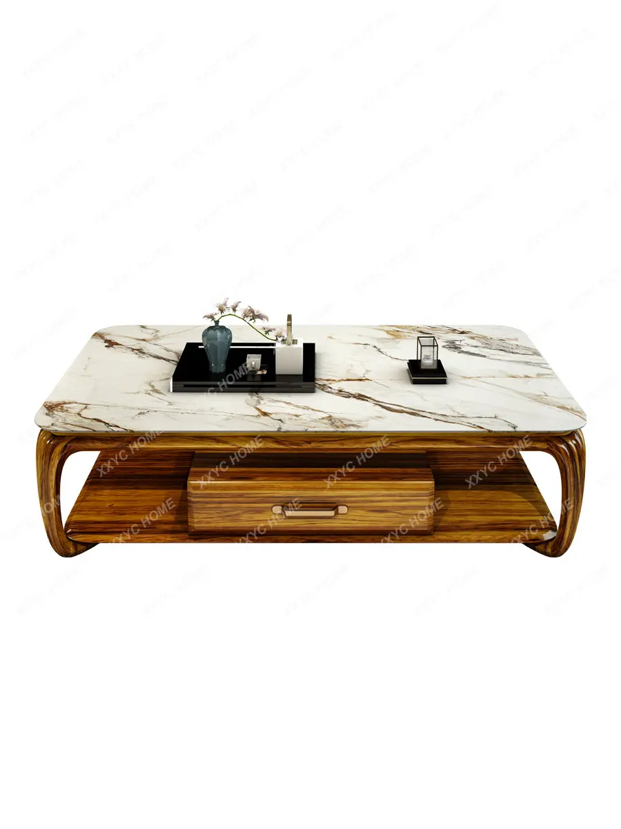 

High-End Coffee Table TV Cabinet Combination Home Living Room Modern New Chinese Marble Tea Table Tea Table Floor Cabinet