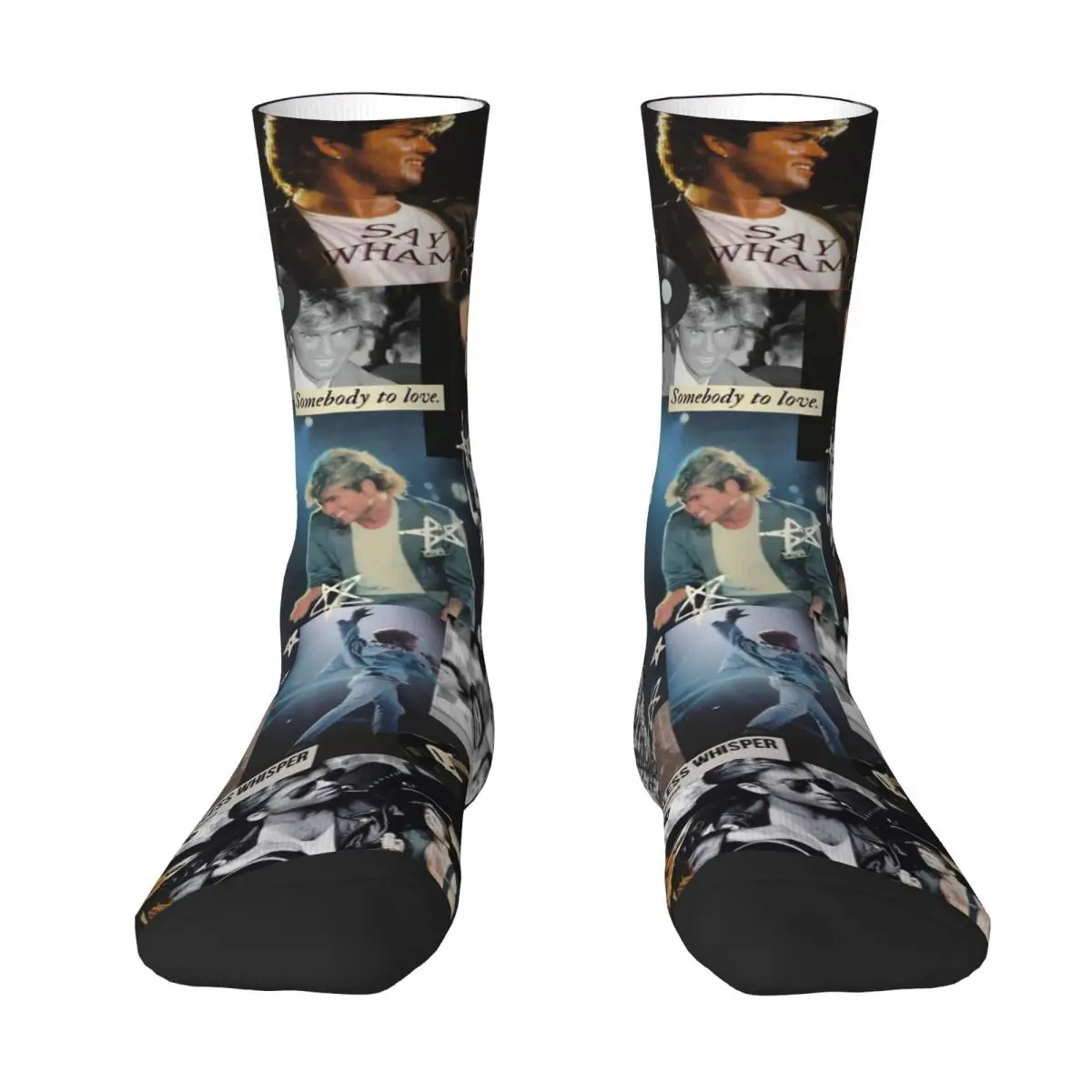 George Michaels Socks English Singer Harajuku Stockings Spring Anti Slip Men's Socks Soft Breathable Printed Running Socks