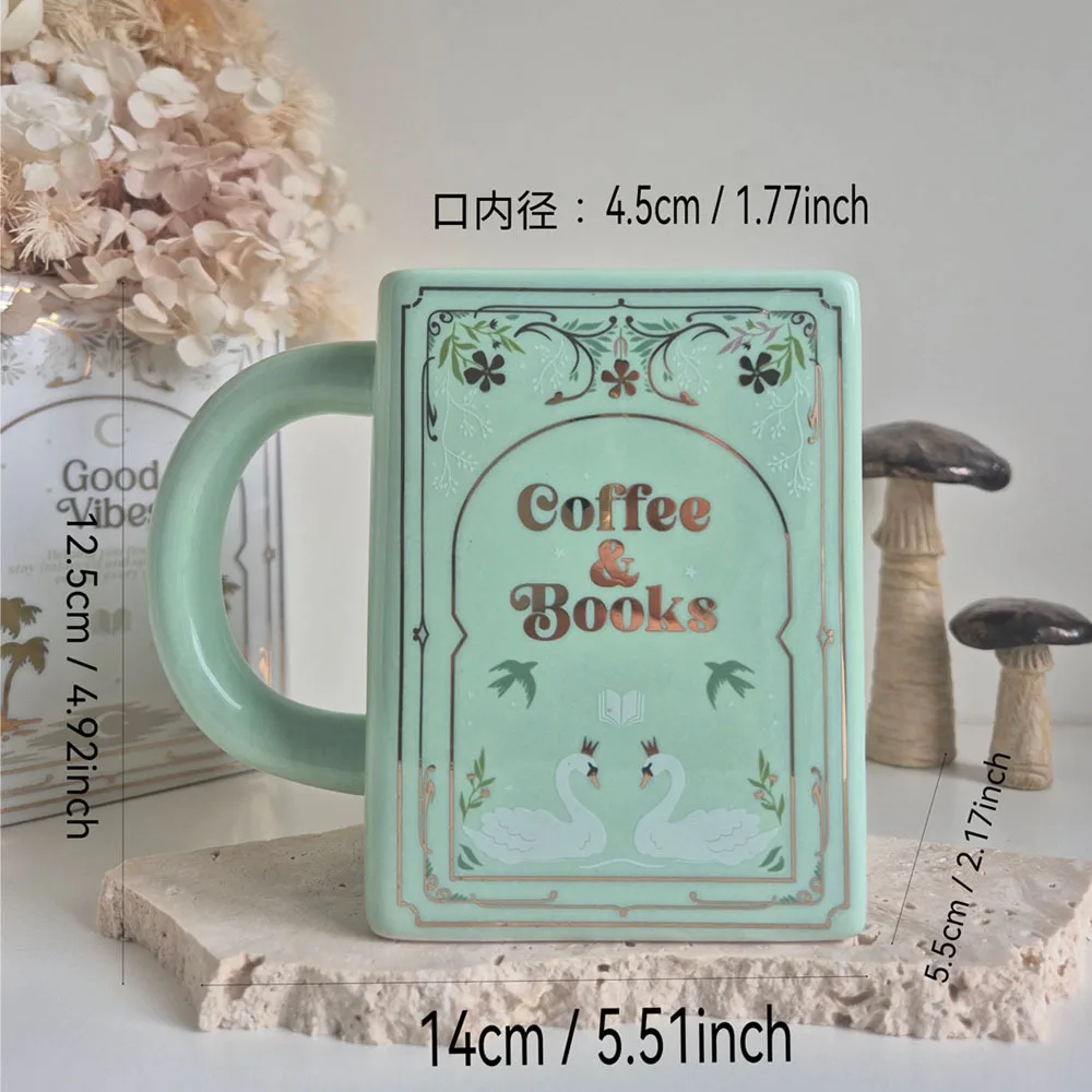 Ceramic Coffee Cup Book Shaped Mug with Handle Creative Coffee Cup Novelty Tea Hot Chocolate Unique Gift for Book Lovers Readers - view 6